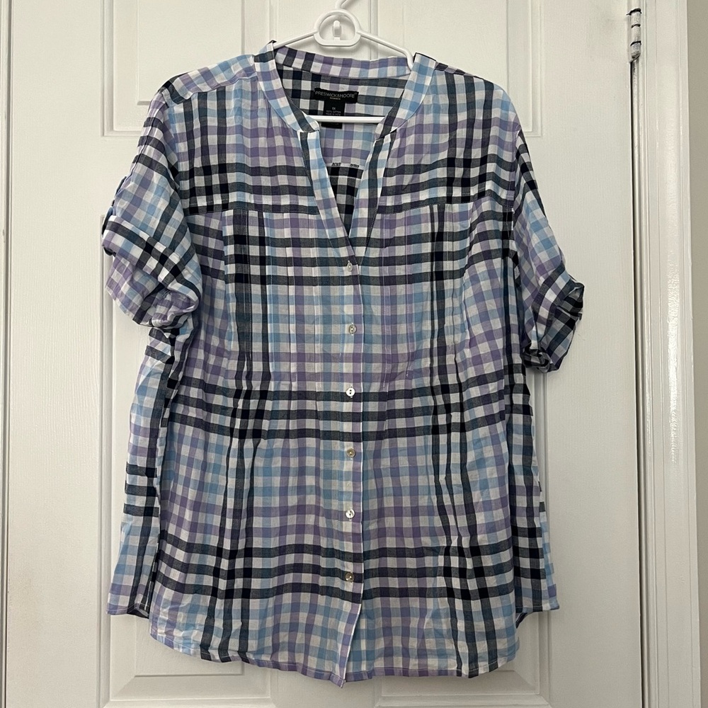Preswick & Moore Blue and Purple Plaid Shirt